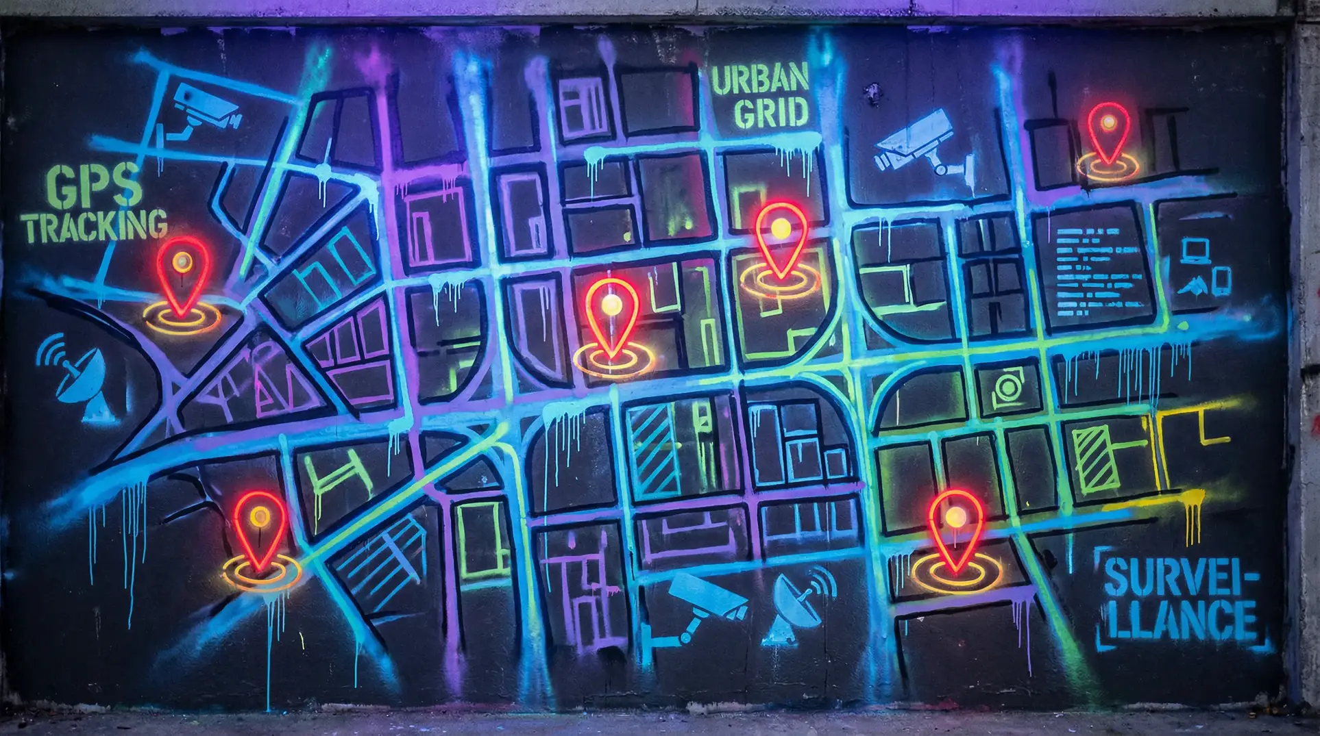 多头蛇 狗仔追踪地图 - 城市涂鸦风格